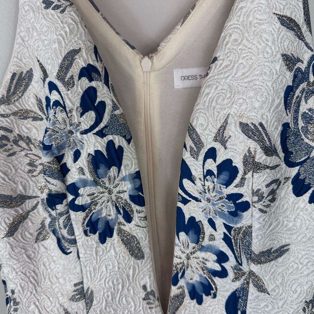 NWT Dress the‎ Population white/blue floral dress sheer insert size small - Picture 4 of 12